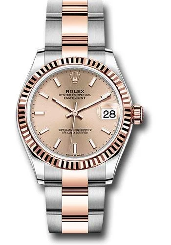 Luxury quartz watches with high-end movements   Rolex Steel and Everose Gold Datejust 31 Watch - Fluted Bezel - Rose Index Dial - Oyster Bracelet - 278271 roio
