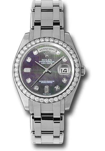 Luxury brand automatic watches for men   Rolex Platinum Day-Date Special Edition 39 Watch - 40 Diamond Bezel - Dark Mother-Of-Pearl Diamond Dial - 18946 dkmd